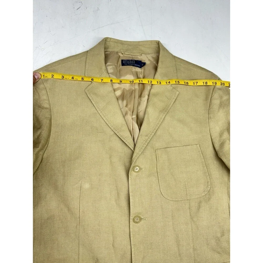 Polo Ralph Lauren Sport Blazer Mens XL Khaki Linen Safari Coat Jacket